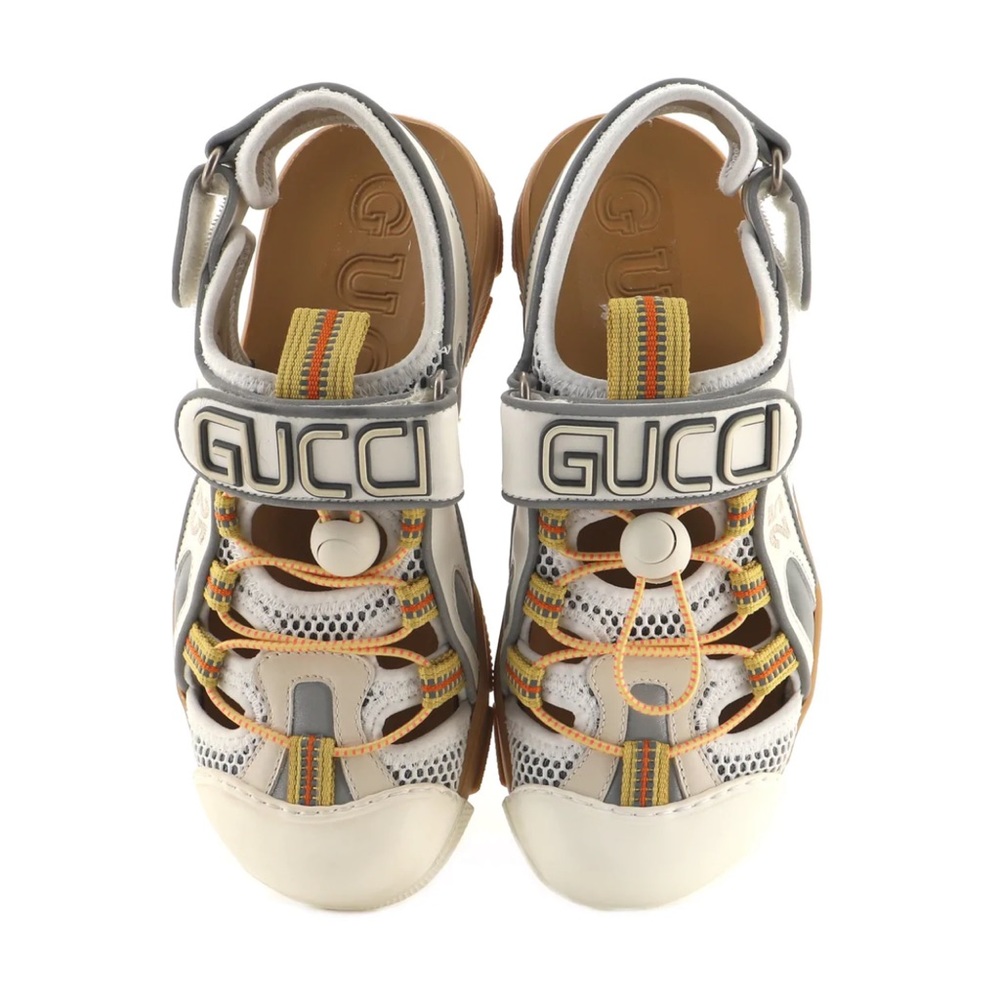 GUCCI 

Mesh Fabric Tinsel Sport Sandals White Silver